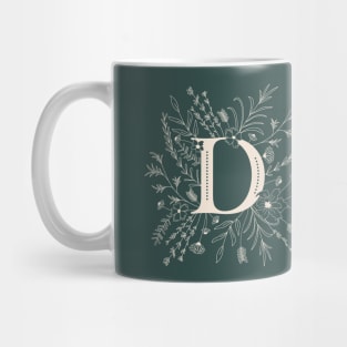 Botanical Letter D (Forest Green) Mug